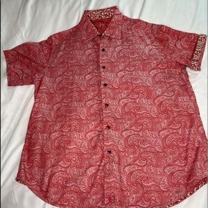 Red button down paisley shirt